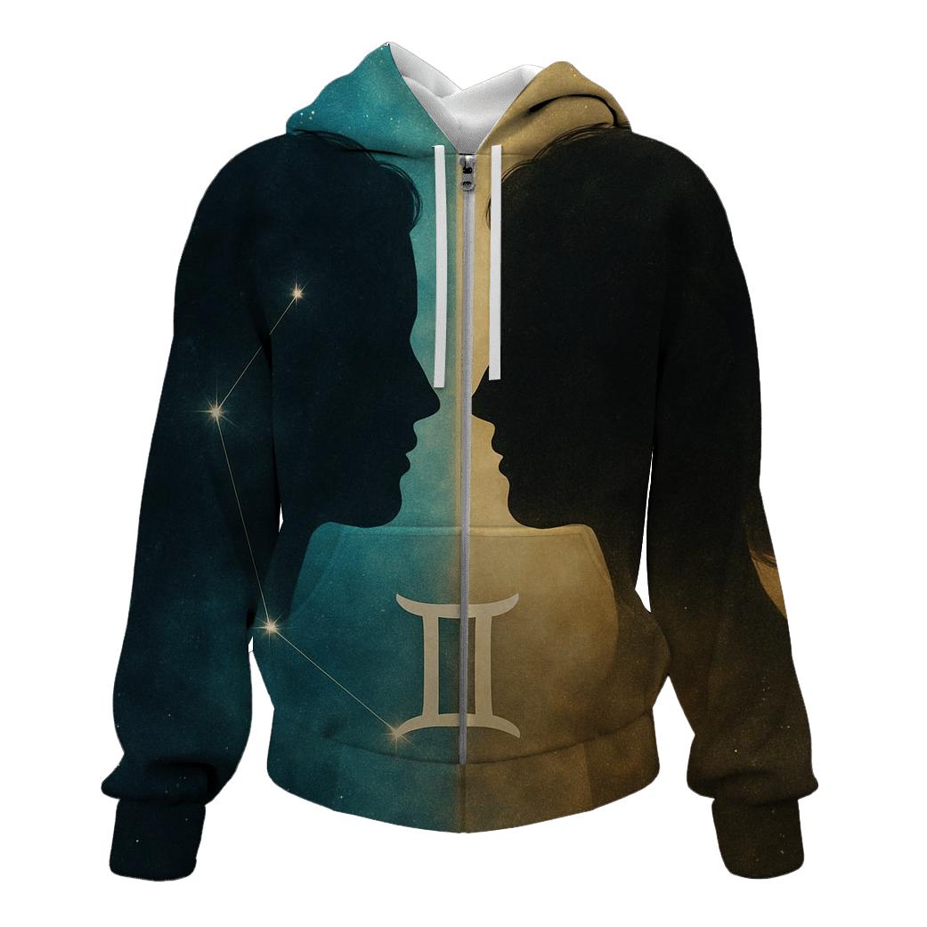 Gemini Twin Nebula Portrait heavyweight hoodies