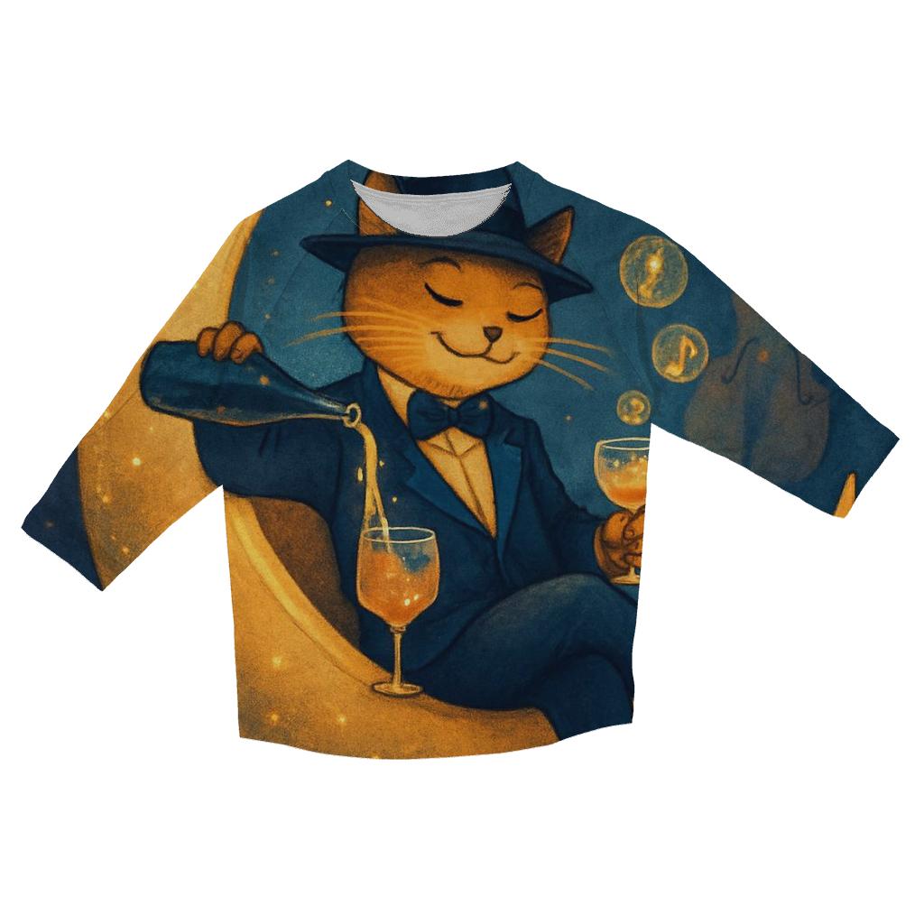 Galactic Jazz Lounge Cat custom 3/4 sleeve shirts