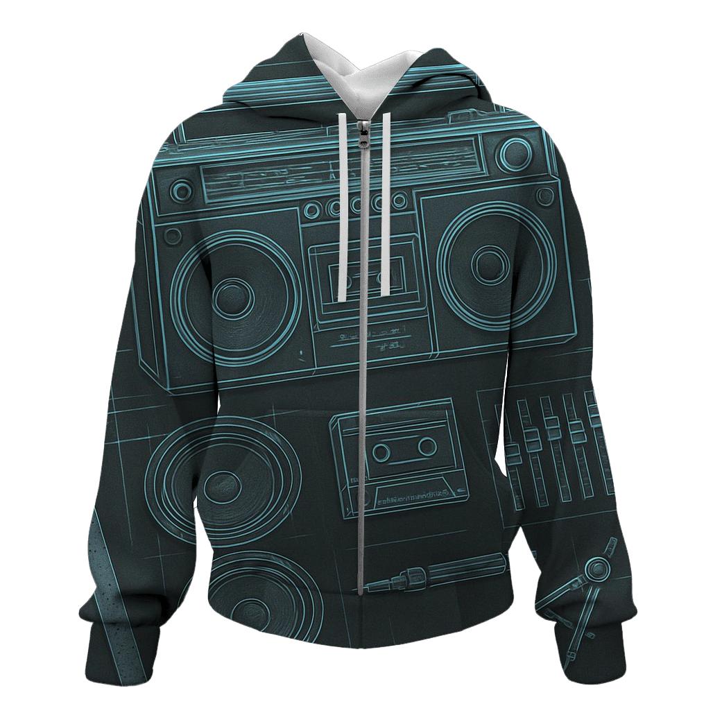 Boombox Blueprint hoodie designs