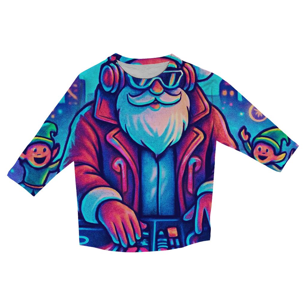 Neon Night Santa DJ trendy 3/4 sleeve tops