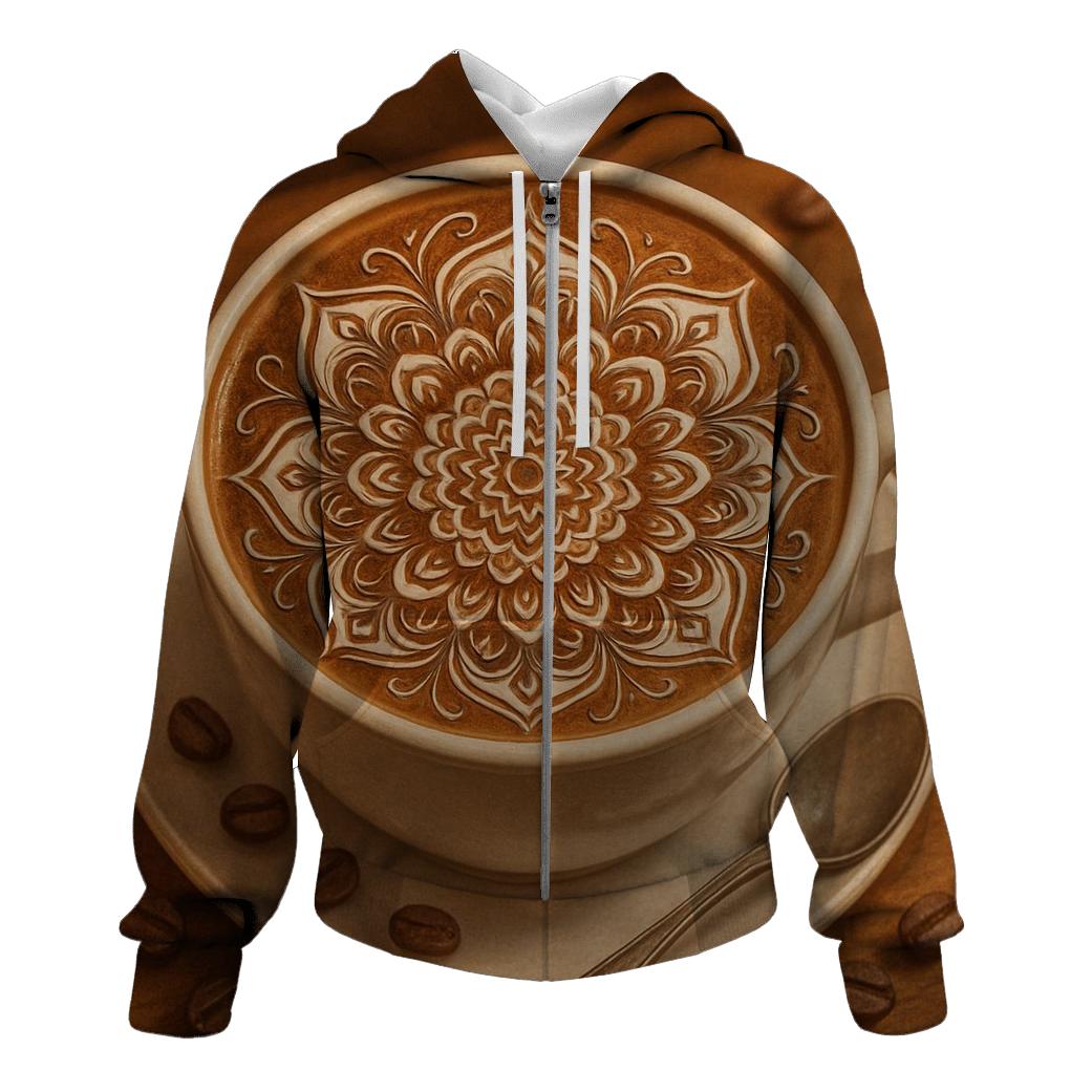 Latte Swirl Mandala embroidered hoodies