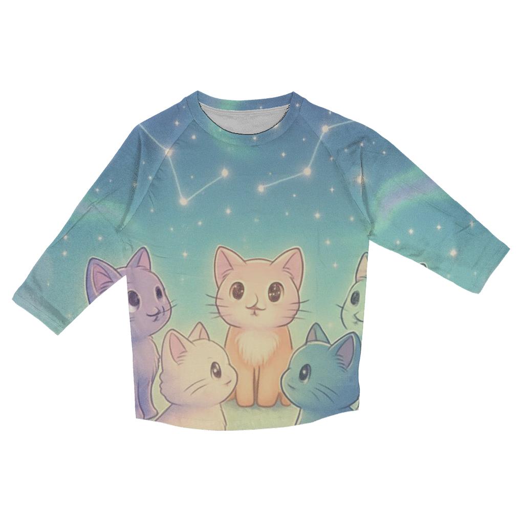Stargazer Kittens Circle casual three quarter sleeve shirts