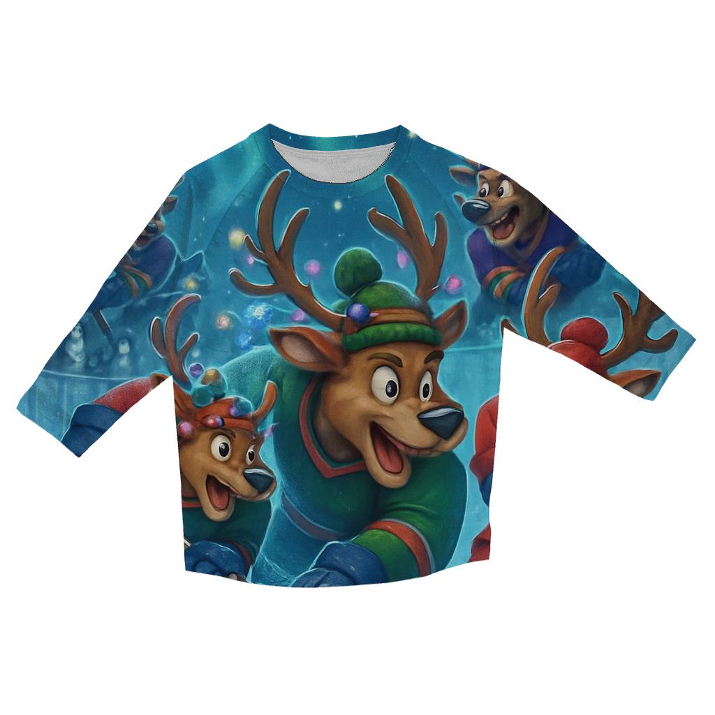 Reindeer Ice Hockey Riot designer 3/4 sleeve blouses
