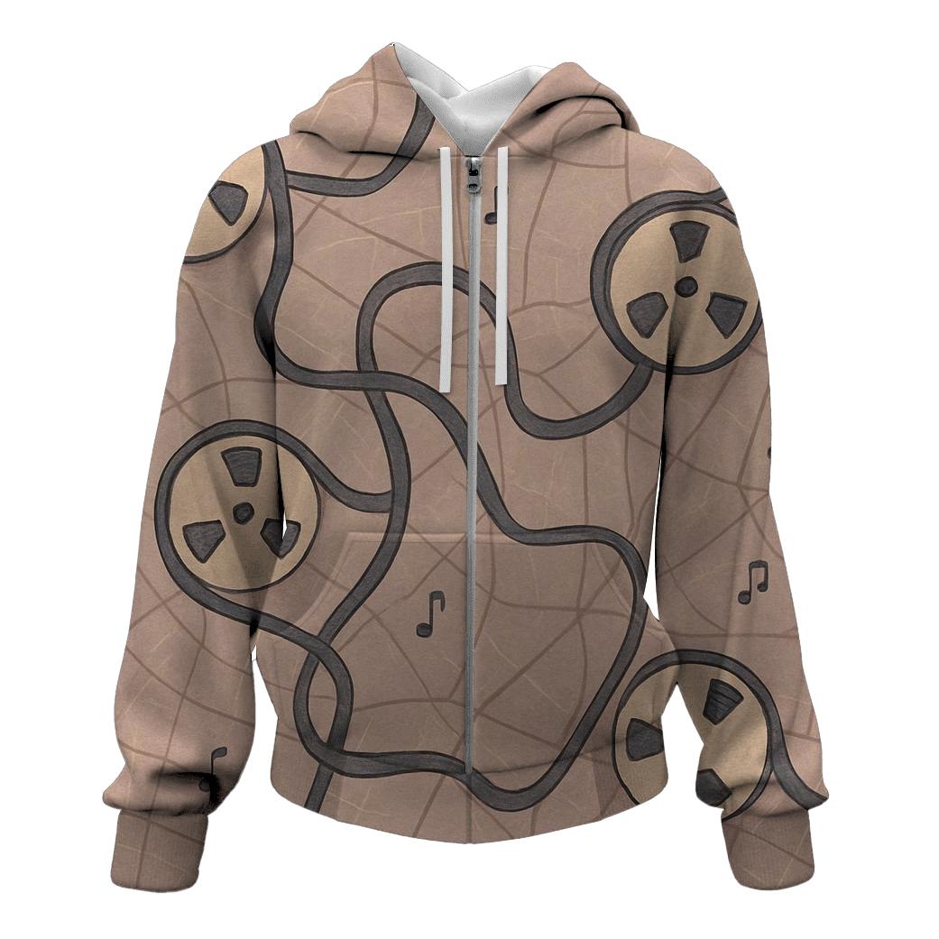 Tape Rewind Map printed hoodies