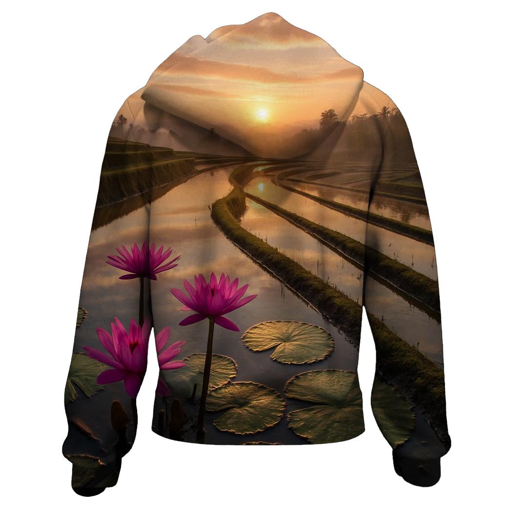 Rice Terraces Lotus Edge Sunrise heavyweight hoodies