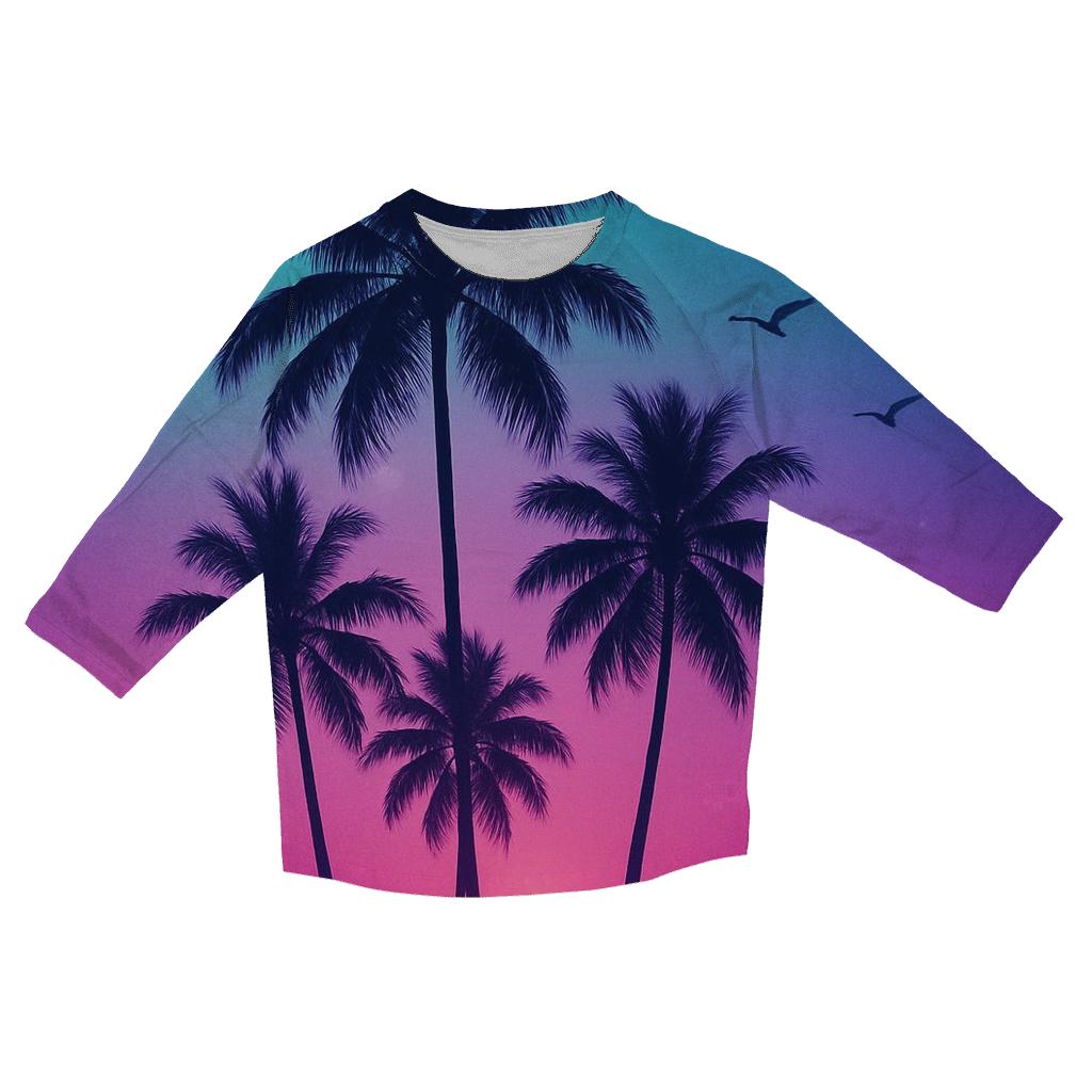 Neon Palm Afterglow designer 3/4 sleeve blouses