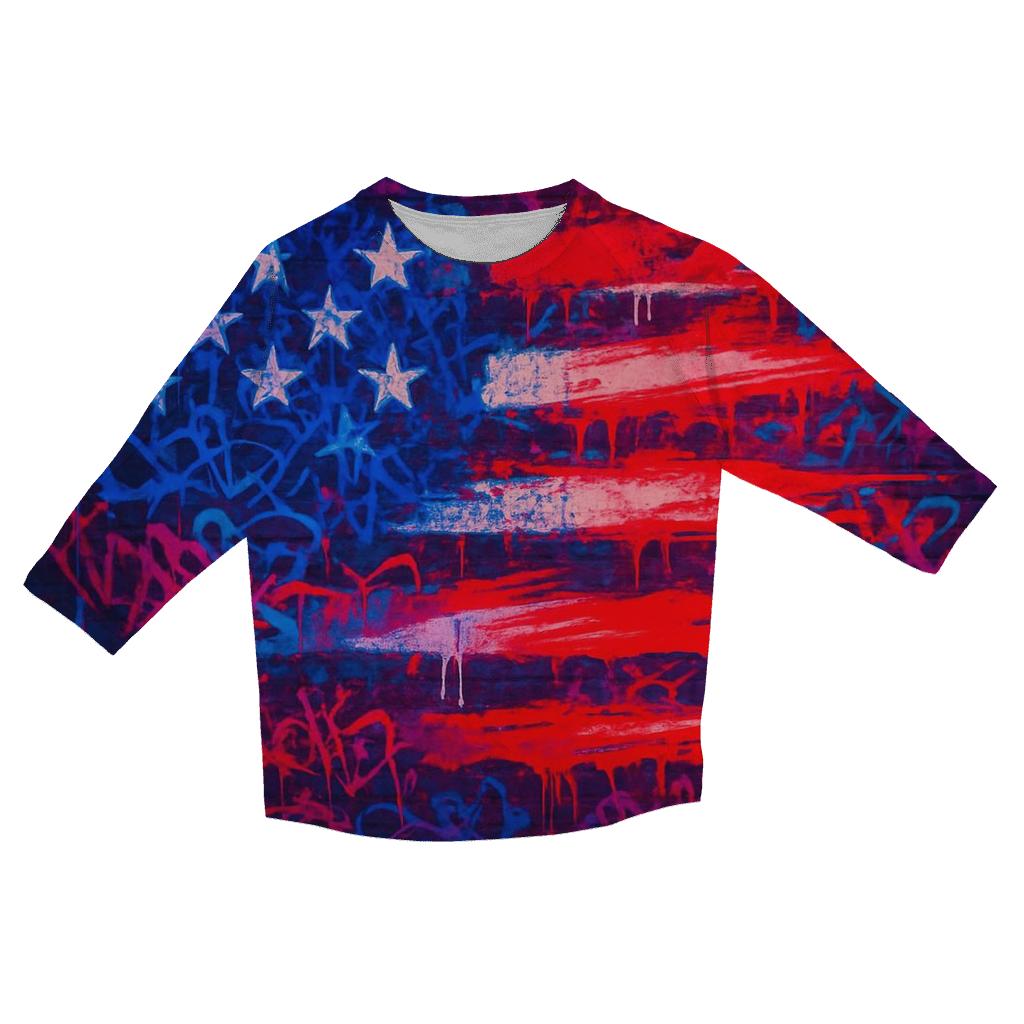 Graffiti Old Glory stylish quarter sleeve tops