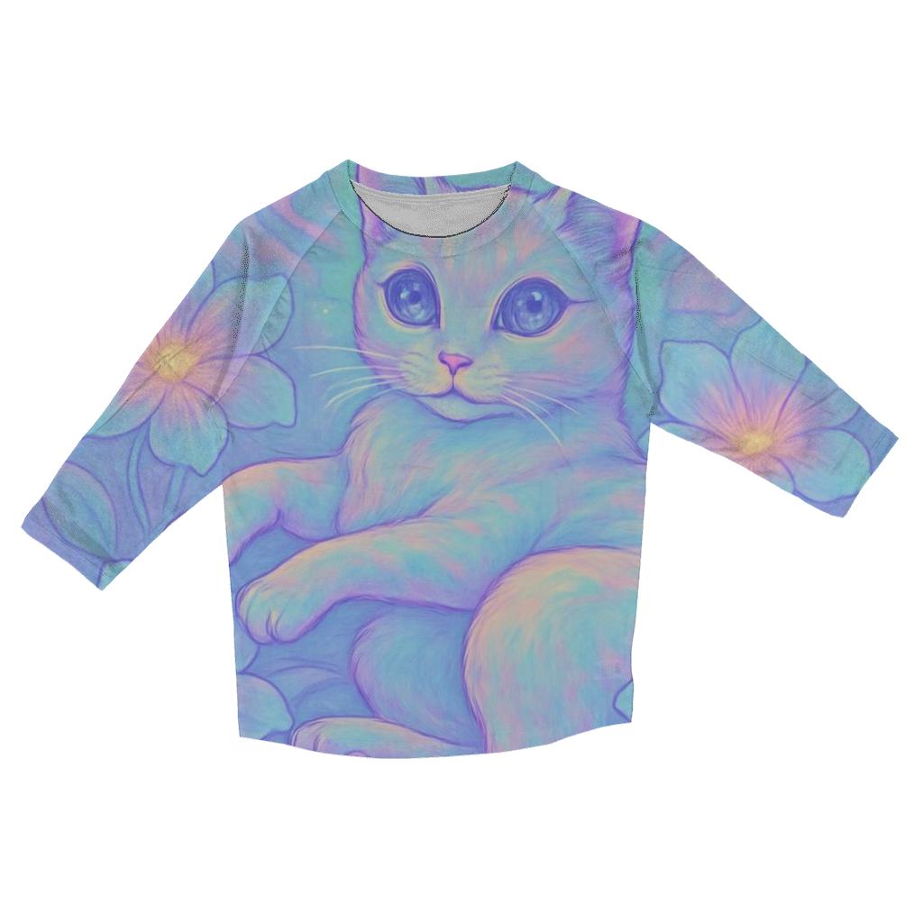 Psychedelic Dream Garden Cat trendy 3/4 sleeve tops
