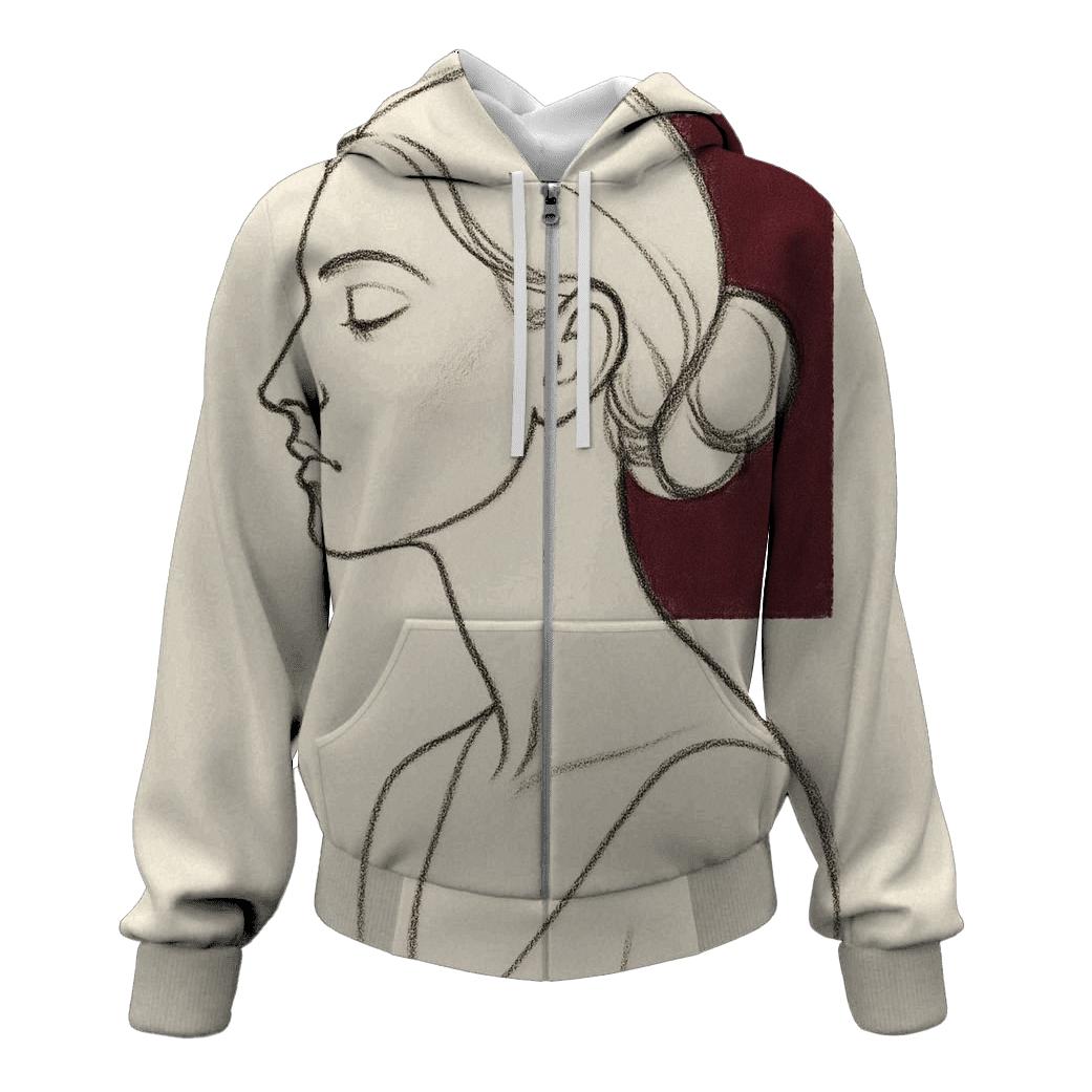 Minimal Line Art Portrait printed hoodies