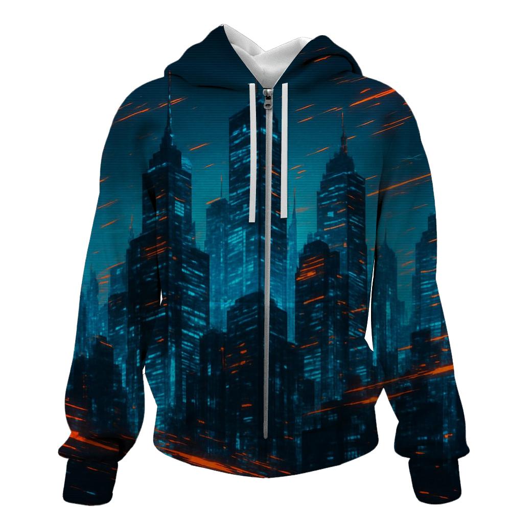 Digital Glitch Cityscape pullover hoodies