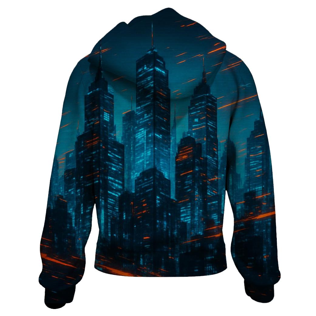 Digital Glitch Cityscape pullover hoodies
