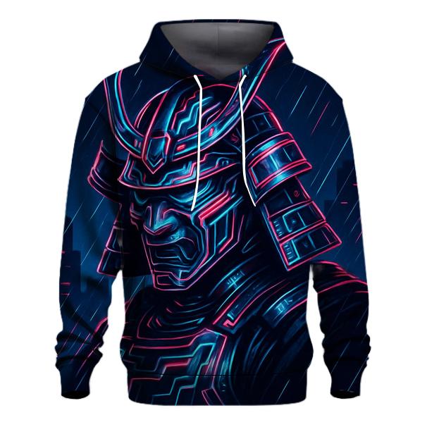 Neon Cyber Samurai Emblem premium hoodies