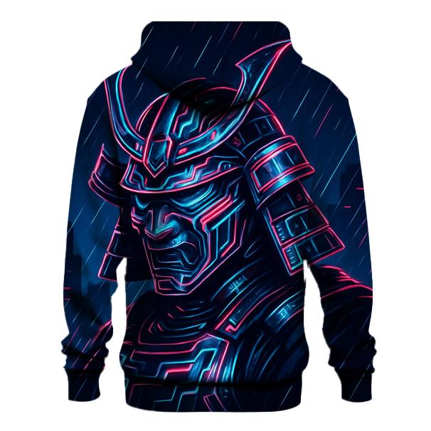 Neon Cyber Samurai Emblem premium hoodies