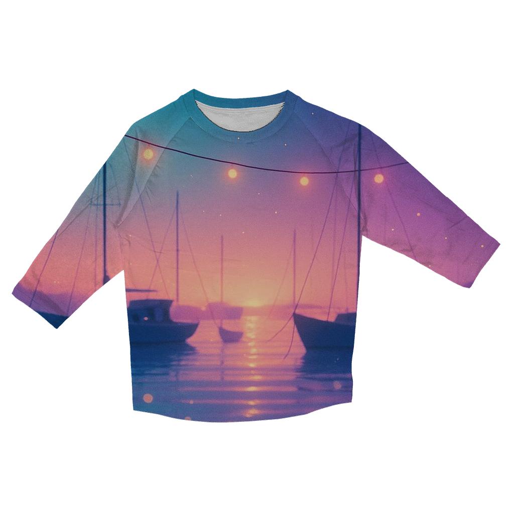 Turquoise Harbor Lullaby trendy 3/4 sleeve tops