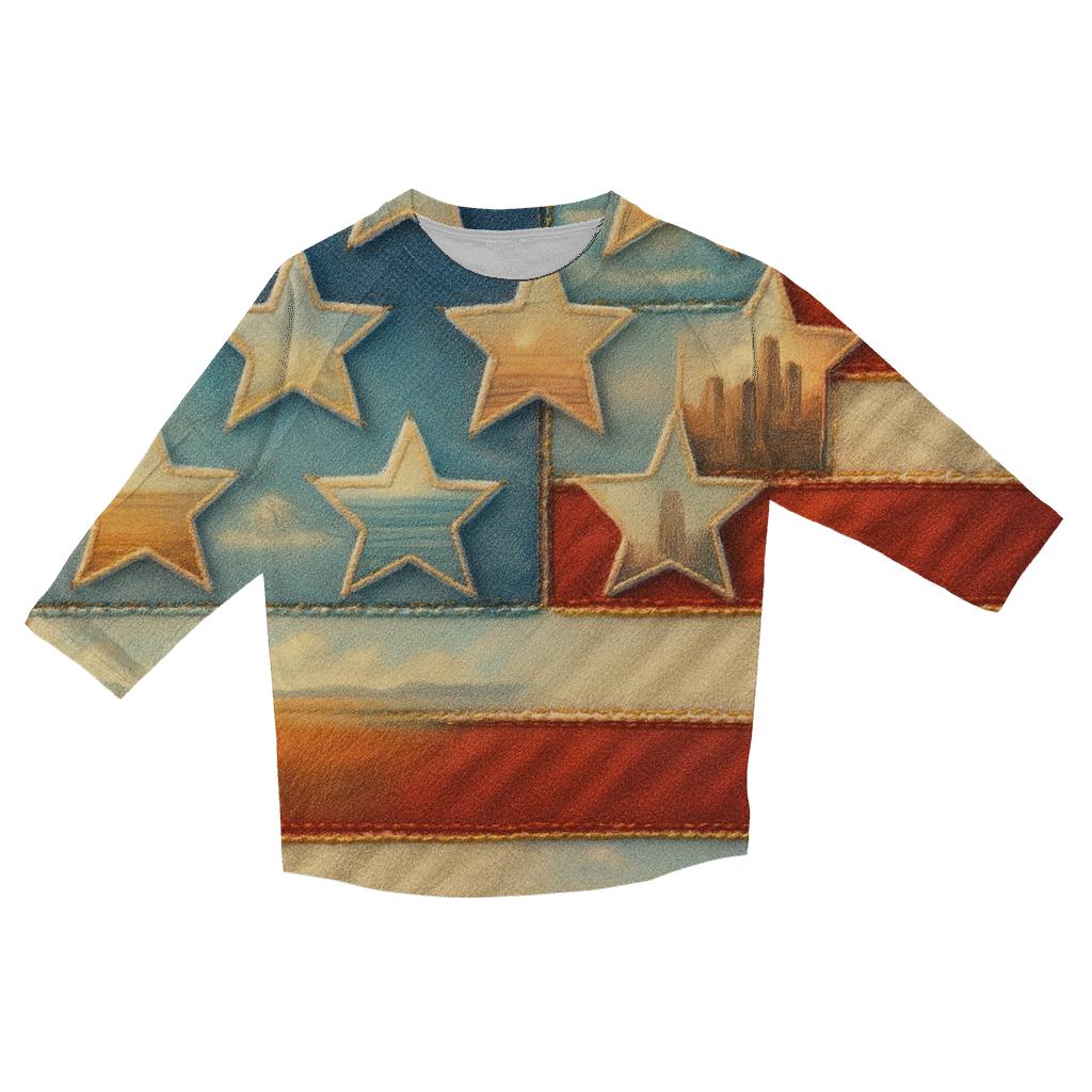 Stellar Patchwork trendy 3/4 sleeve tops