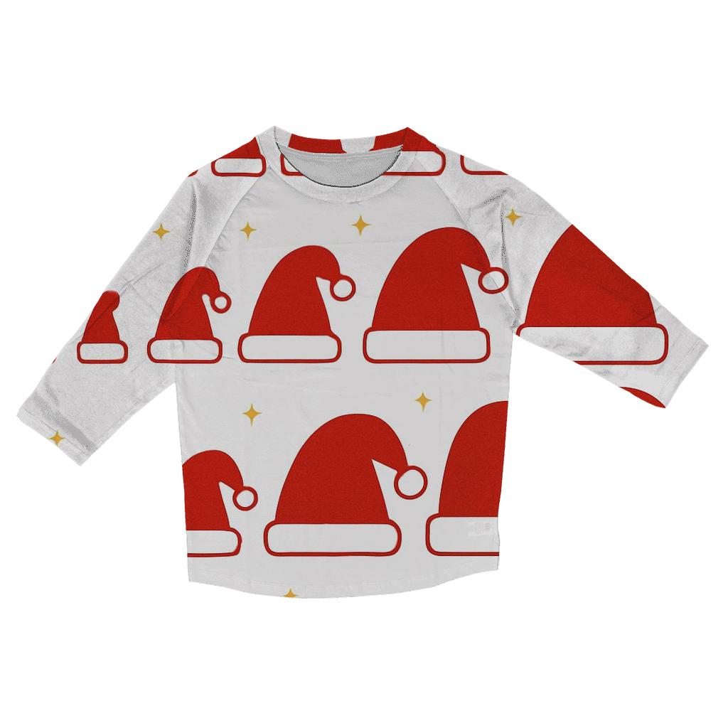 Santa Hat Silhouette Progression On White Background fashion 3/4 sleeve shirts