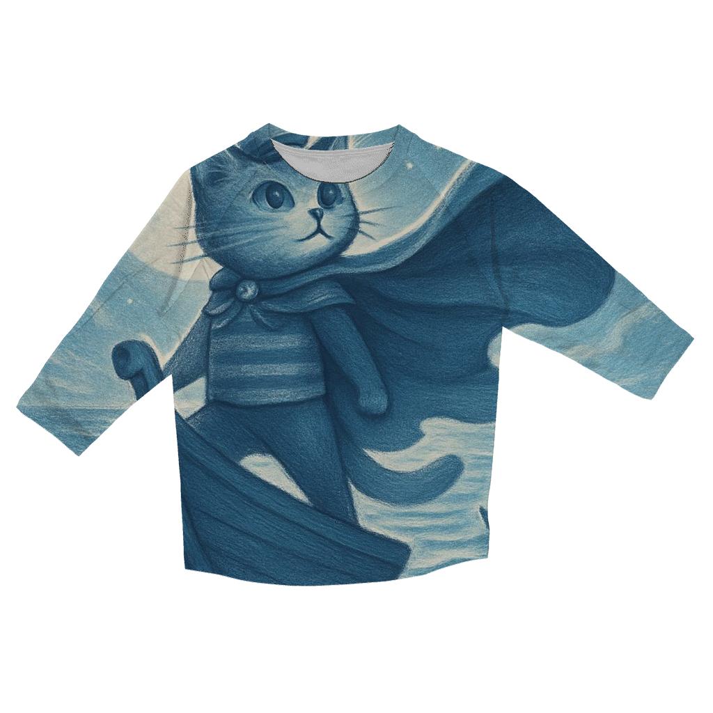 Moonlight Sailor Cat Fleet stylish quarter sleeve tops