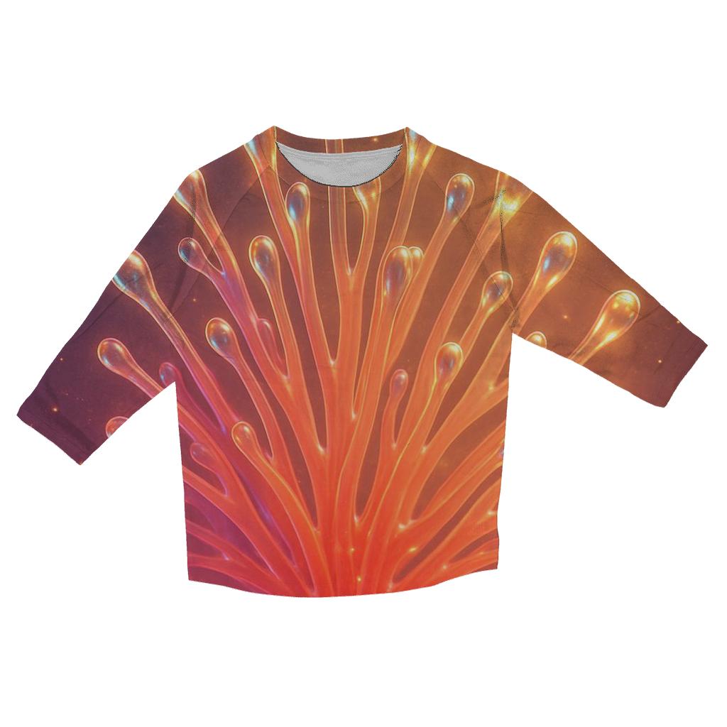 Cosmic Coral Bloom printed three quarter sleeve shirts