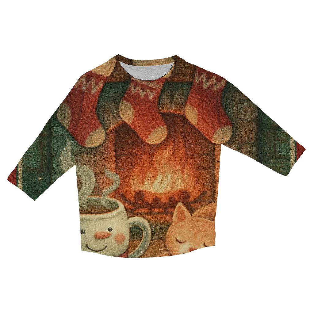 Cookies And Hot Cocoa Cabin Retreat printed three quarter sleeve shirts
