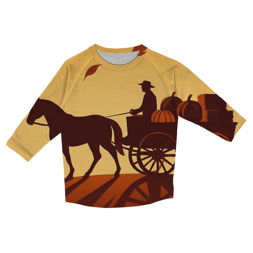 Sunset Harvest Wagon printed three quarter sleeve shirts