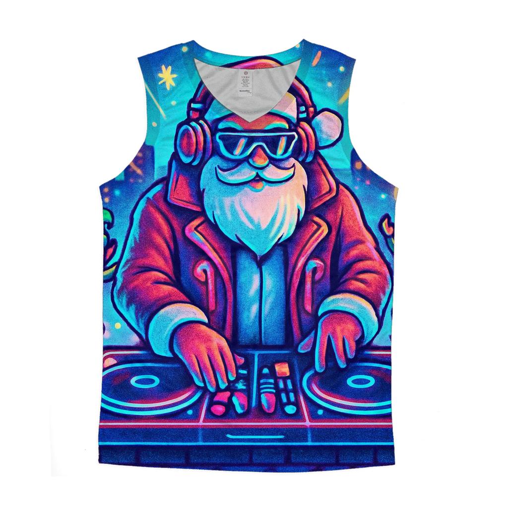 Neon Night Santa DJ sports performance tank tops