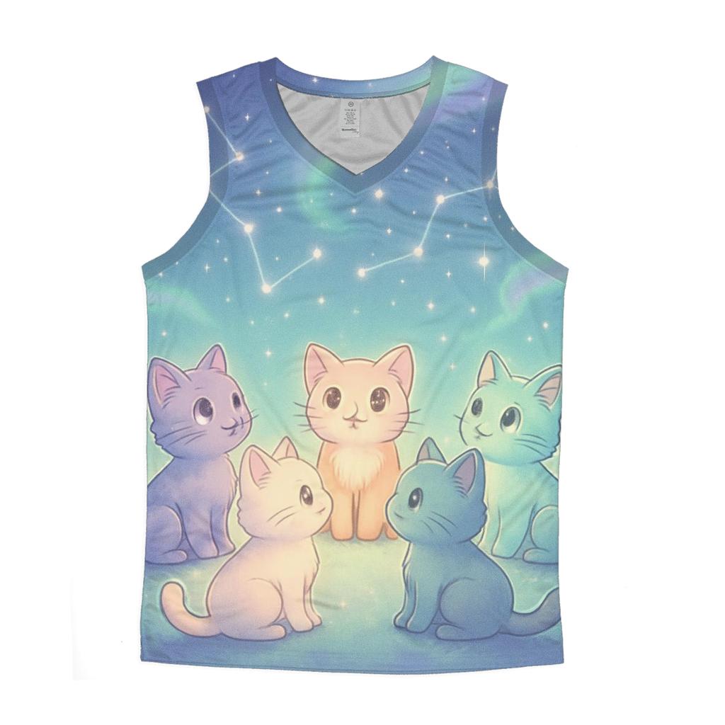 Stargazer Kittens Circle graphic print tank tops