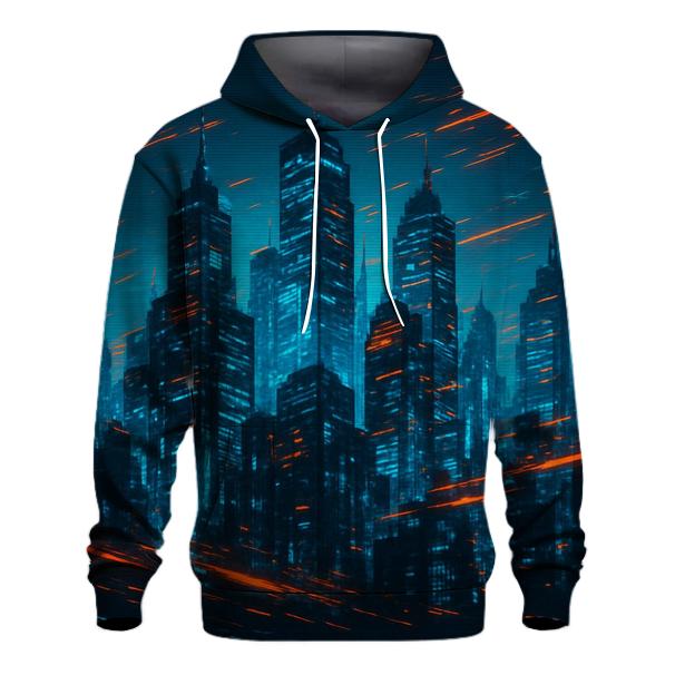 Digital Glitch Cityscape embroidered hoodies