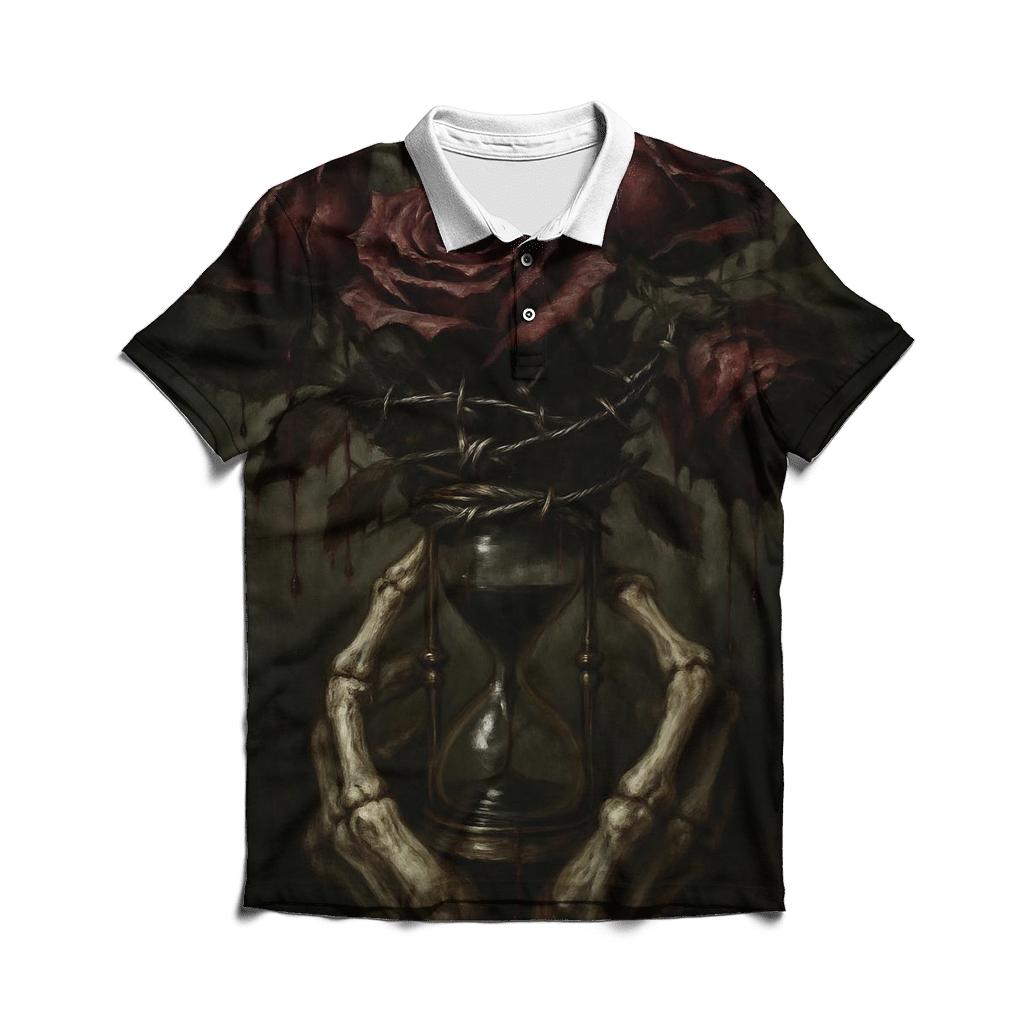 Bleeding Rose Reliquary embroidered polo tops