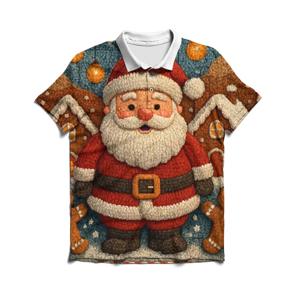 Gingerbread Workshop Santa casual sports polo shirts