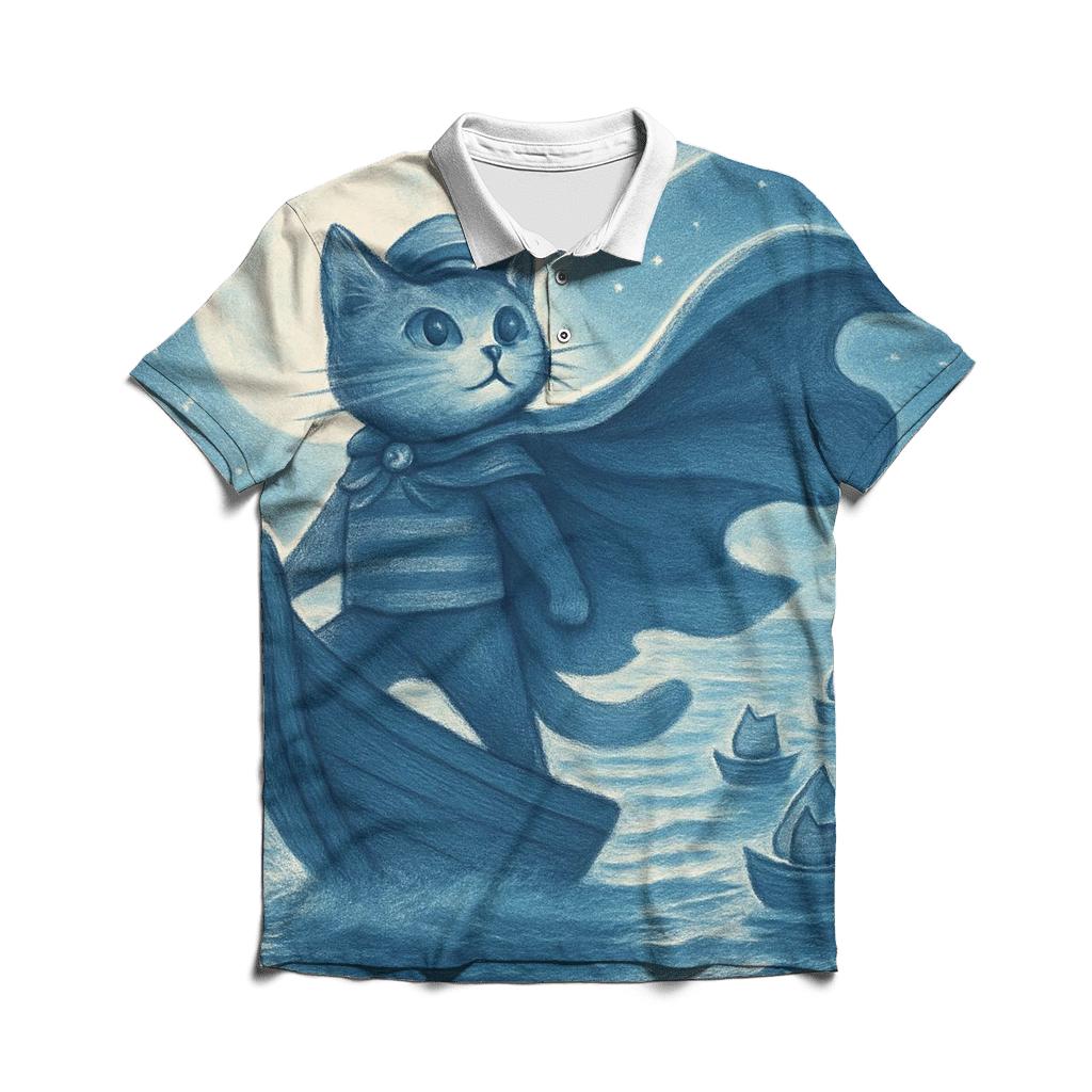 Moonlight Sailor Cat Fleet custom polo shirts