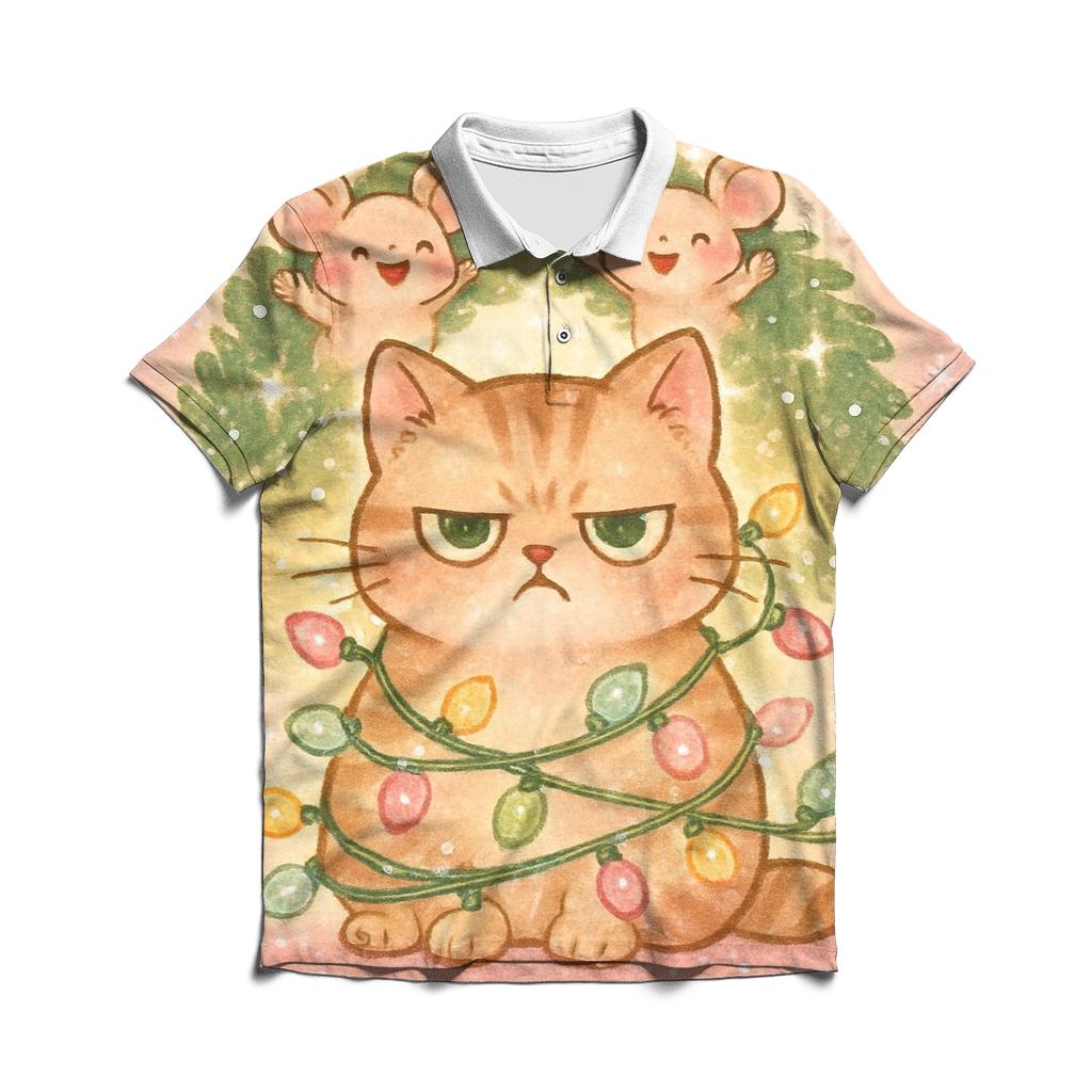 Grumpy Cat In Lights Rebellion custom polo shirts