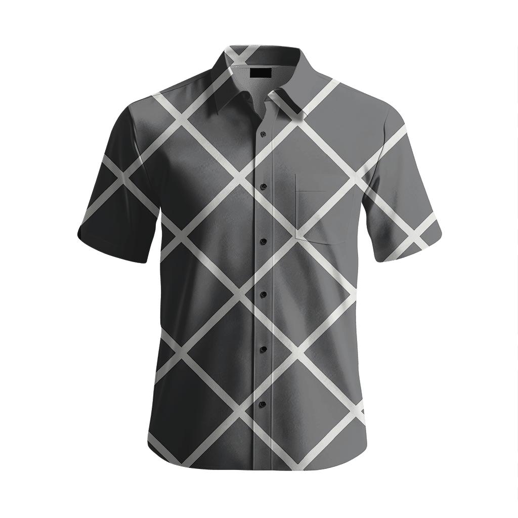 Geometric Diamond Lattice embroidered logo shirts