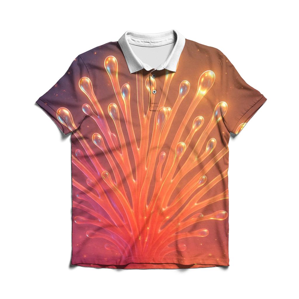 Cosmic Coral Bloom casual sports polo shirts