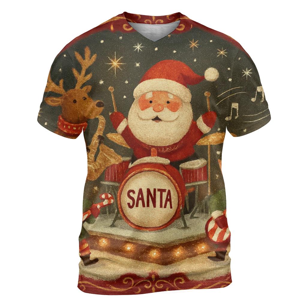 Santa Sleigh Garage Band unique graphic print tees