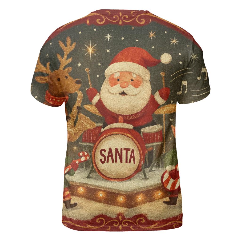 Santa Sleigh Garage Band unique graphic print tees