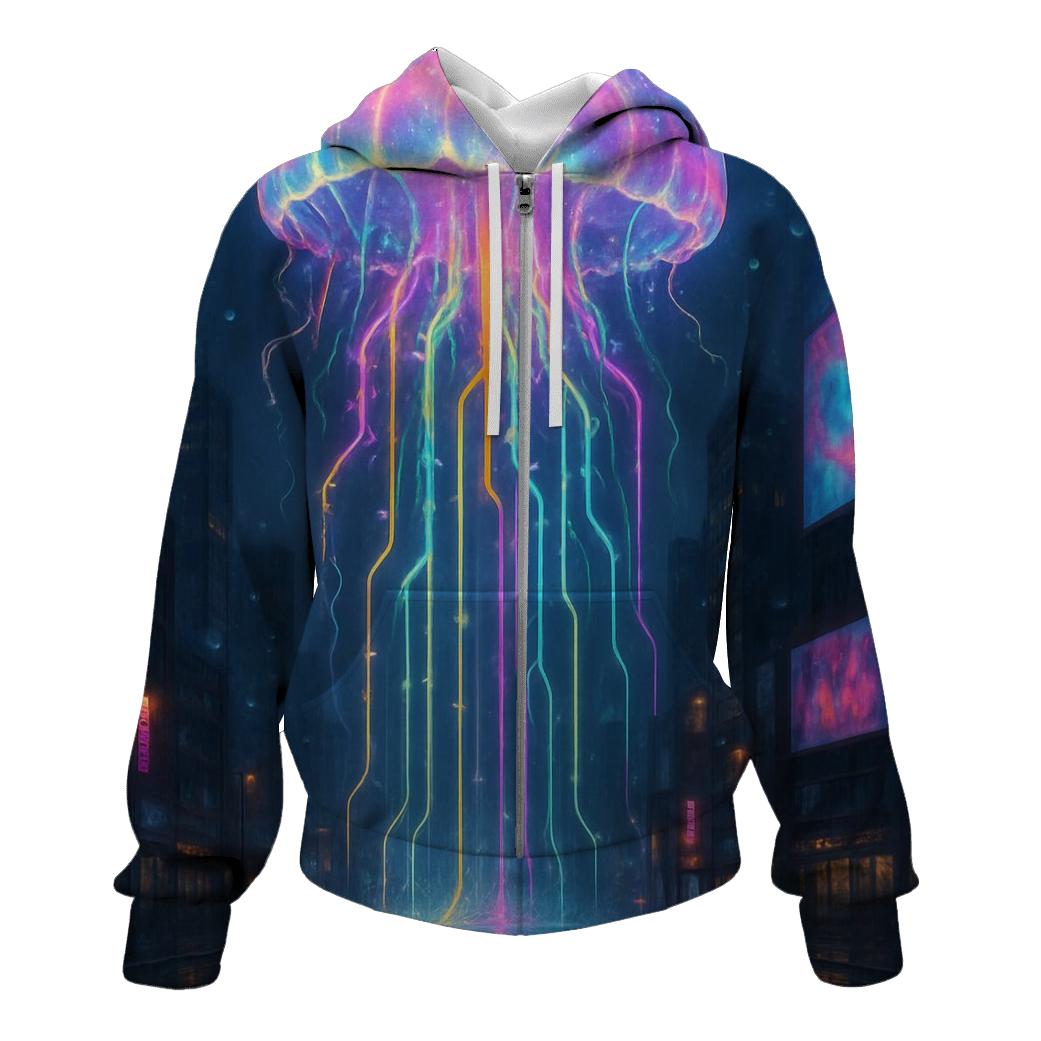 Rainbow Jellyfish Skyline lightweight hoodies