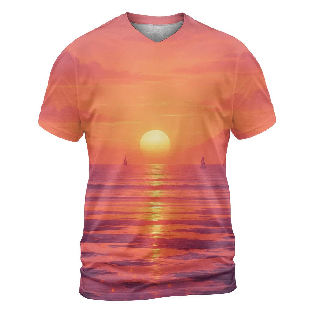 Coral Horizon Mirage trendy printed shirt styles