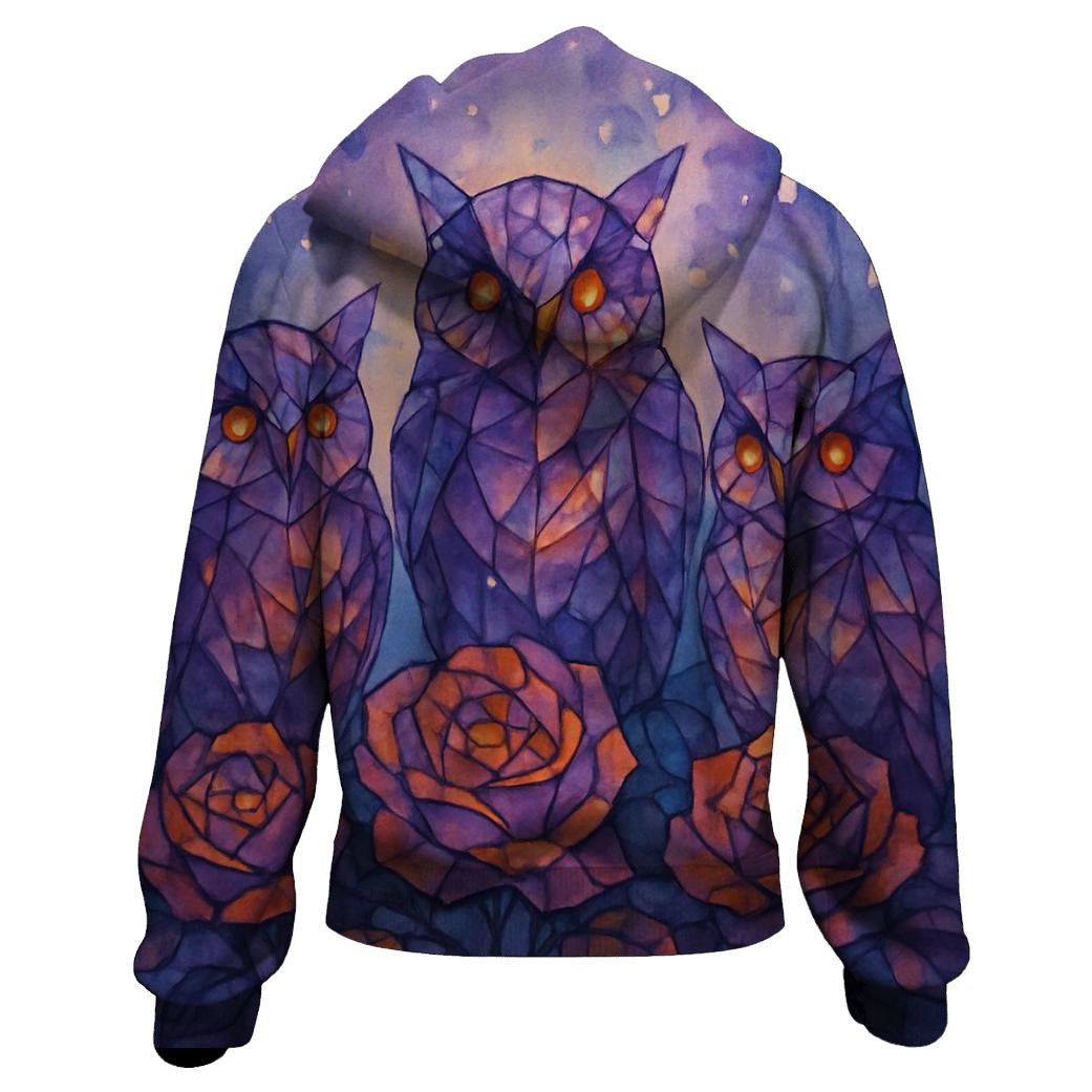 Garden Of Glass Owls embroidered hoodies