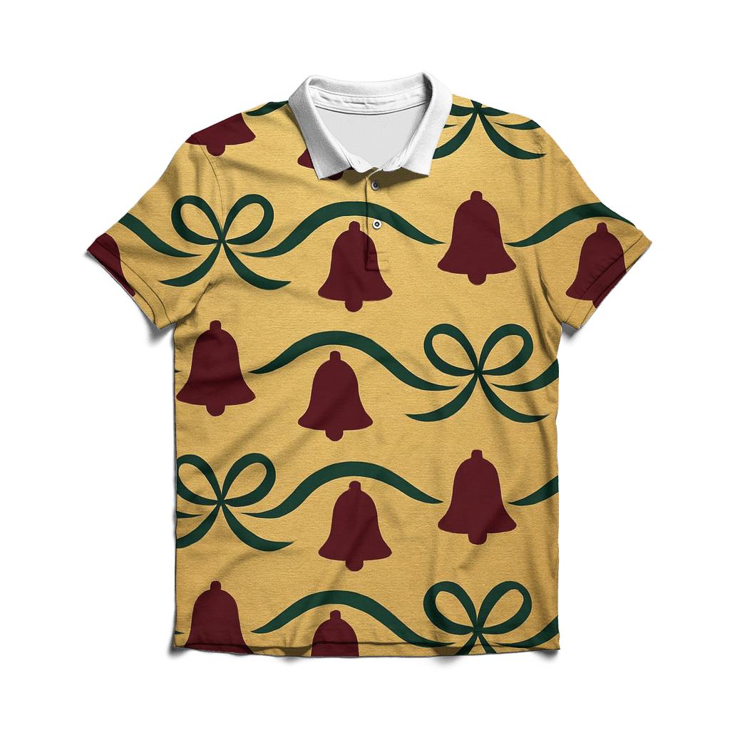 Bell Wave On Golden Background branded logo polo shirts