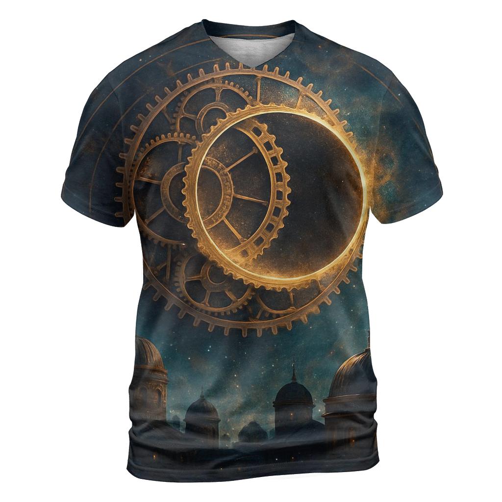 Clockwork Eclipse creative print fashion shirts