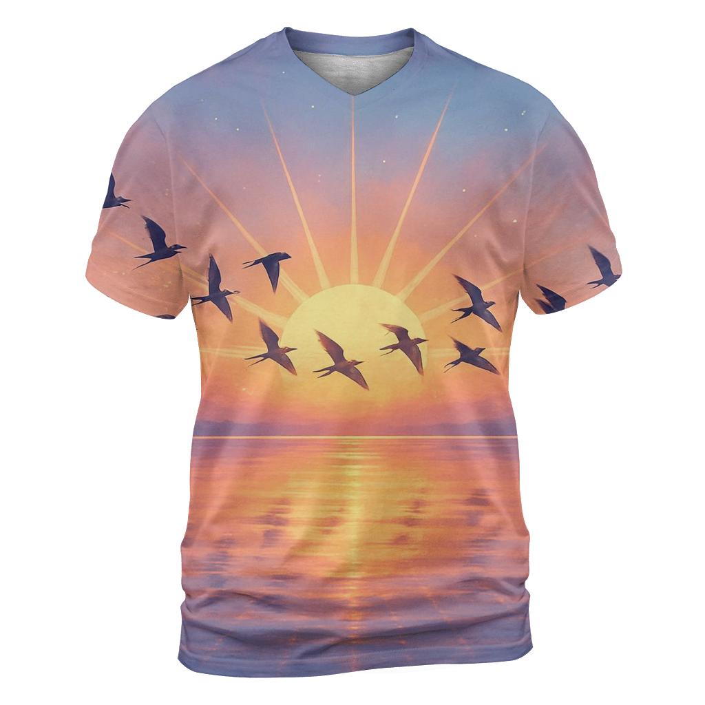 Peach Winged Passage creative print fashion shirts