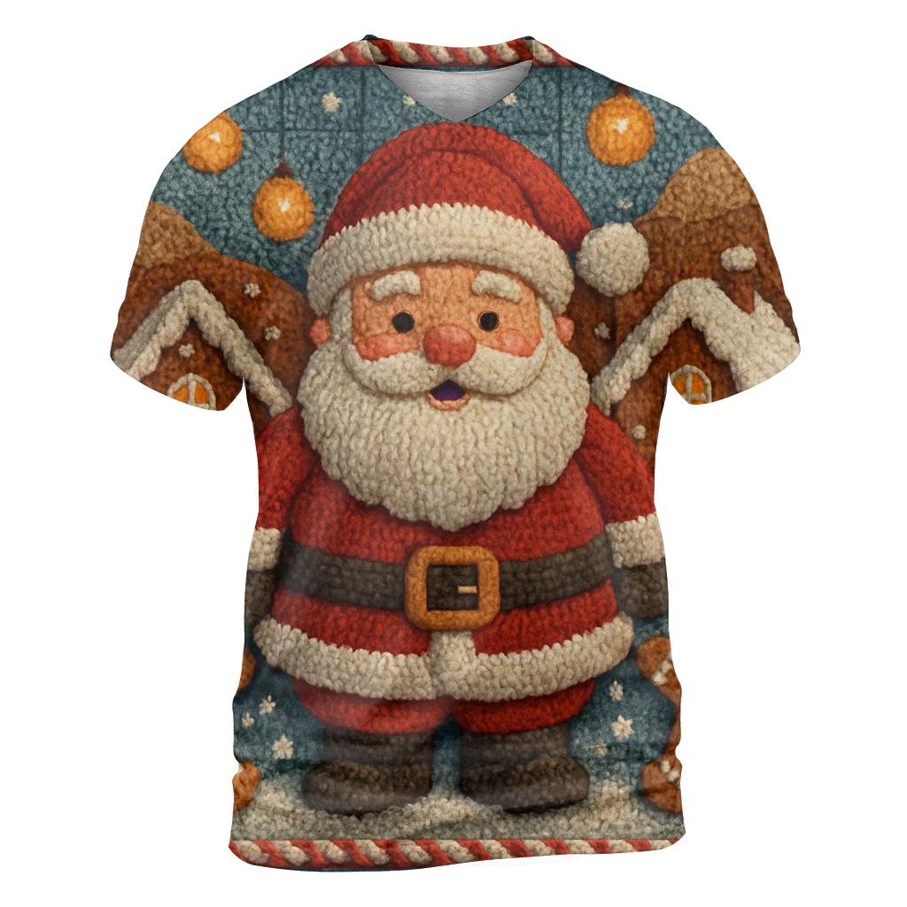 Gingerbread Workshop Santa statement graphic shirts