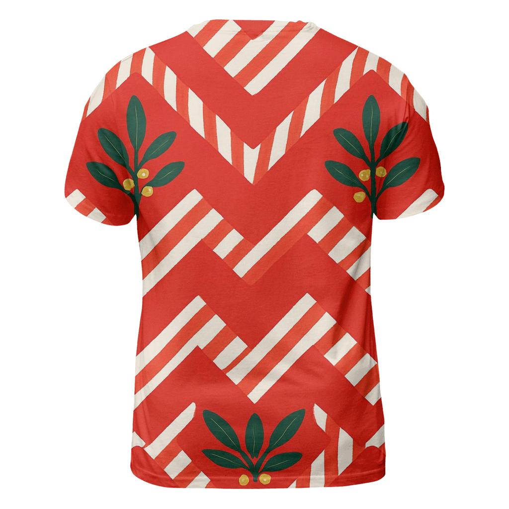 Candy Cane Chevron On Red Background vibrant all-over design tees