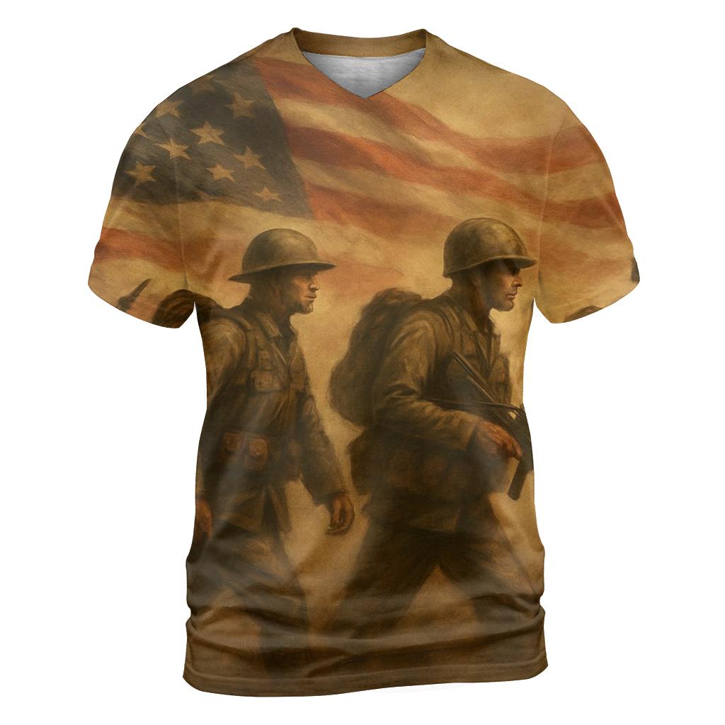Heritage March artistic all-over print tops