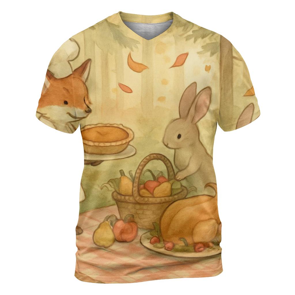 Woodland Banquet Parade artistic all-over print tops