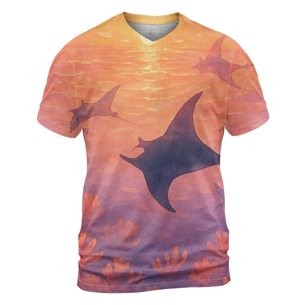 Golden Reef Sundown creative print fashion shirts