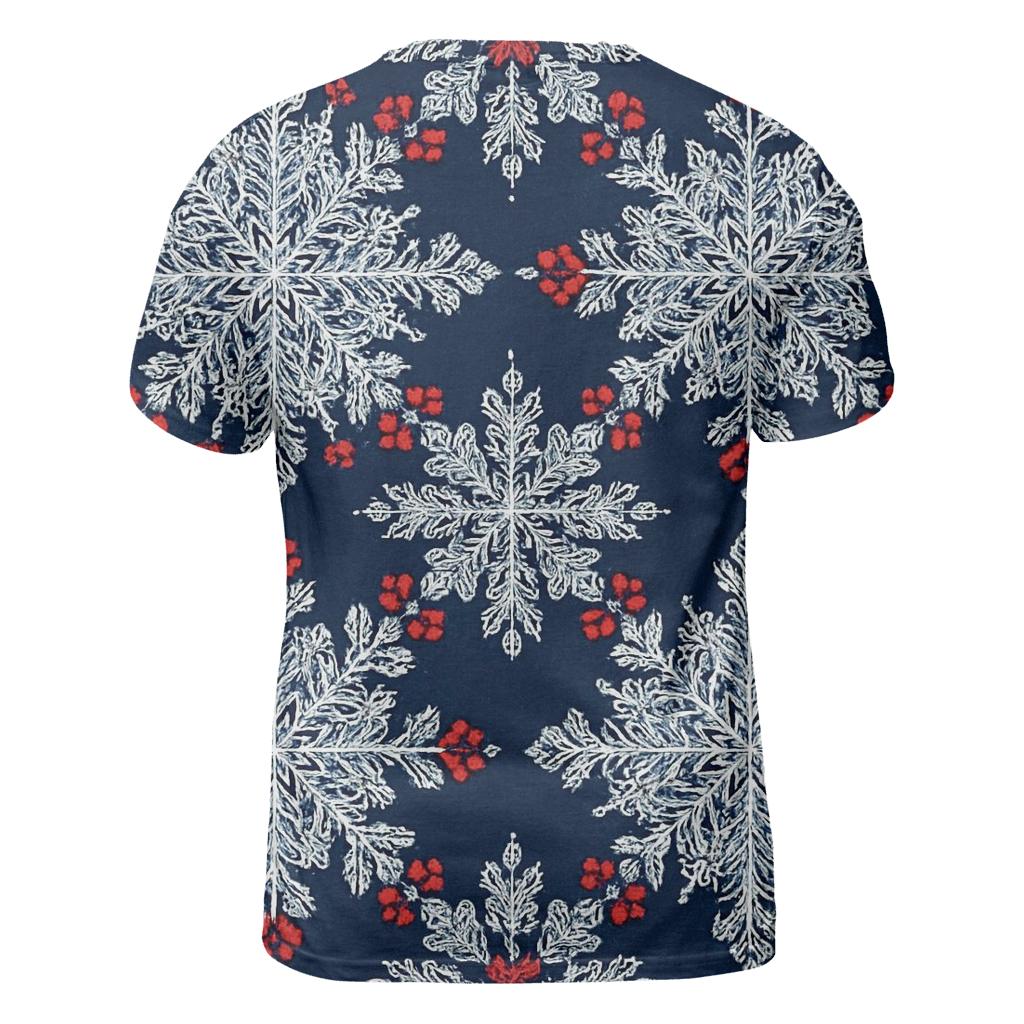 Snowflake Lace On Navy Blue Background creative print fashion shirts