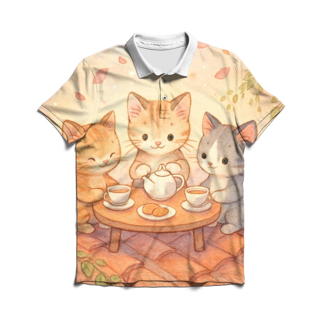 Tea Party Alley Kittens stylish collar polo tees
