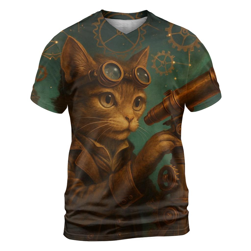 Clockwork Astronomer Cat unique graphic print tees
