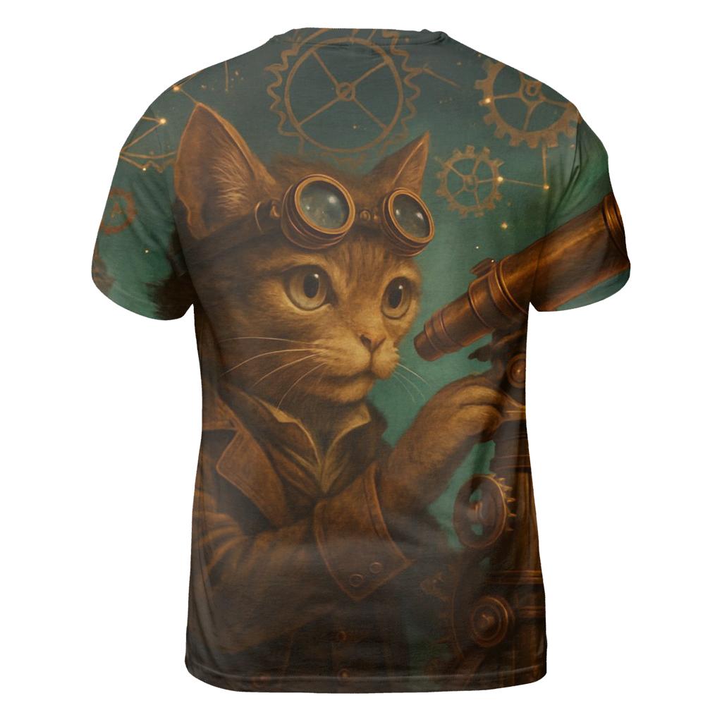 Clockwork Astronomer Cat unique graphic print tees
